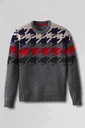 Classic Men's Lambswool Houndstooth Crewneck Sweater-Multi Houndstooth