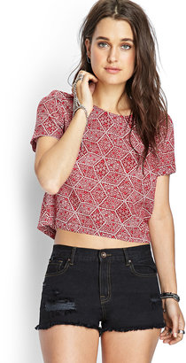 Forever 21 Boxy Spotted Zipper Top