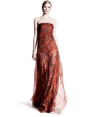 Donna Karan Eve Printed Strapless Caftan Gown