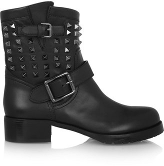Valentino Studded Leather Biker Boots