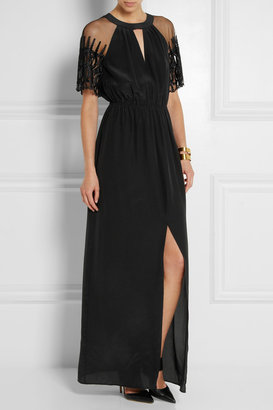ALICE by Temperley Everette tulle-paneled silk crepe de chine maxi dress