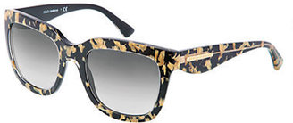 Dolce & Gabbana Gold-Tone Suspended Leaf Square Sunglasses