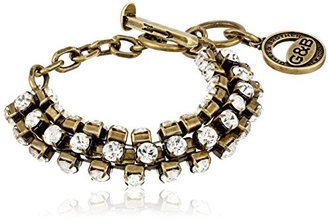 Giles & Brother Giles and Brother Brass and Clear Crystal Chain Bracelet, 8"