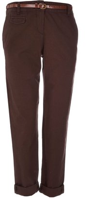 Wallis Brown Cotton Roll Up Trousers