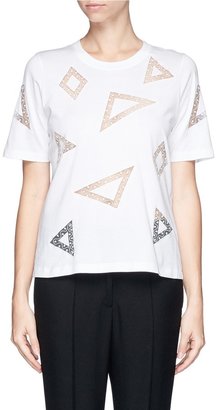 Geometric lace insert T-shirt
