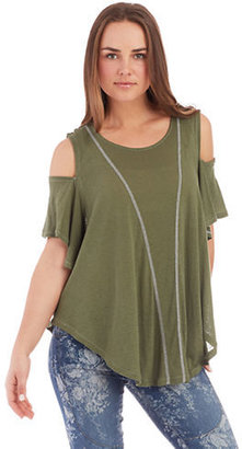 Free People Asymmetrical Tee with Shoulder Cut Outs