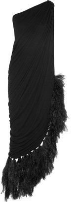 Lanvin Feather-trimmed jersey gown