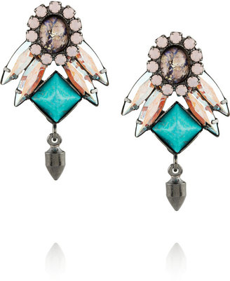 Elizabeth Cole Hematite-plated, howlite and crystal earrings