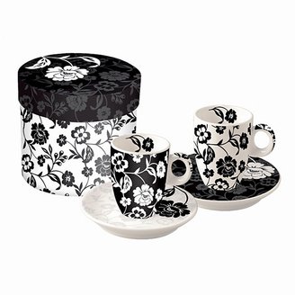 Black and White Flower Dessert and Coffee Sets by Paper Products Design