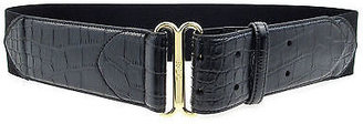 Lauren Ralph Lauren Croc Embossed Faux Leather Stretch Belt - Black