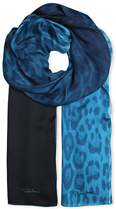 Roberto Cavalli Leopard print silk scarf