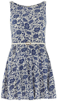 Dorothy Perkins Blue floral 50s flare dress