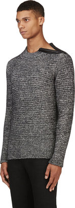 Belstaff Black Marled Cotton & Leather Corsley Sweater
