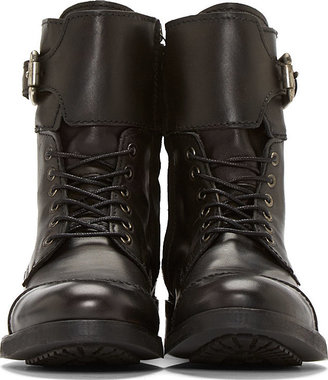 Diesel Black Leather Bartack Ankle Boots