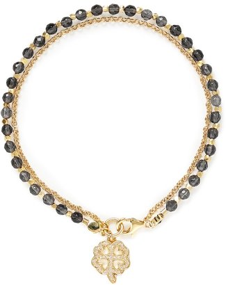 Astley Clarke Four Leaf Clover' 18k gold smoky quartz friendship bracelet - Luck & Prosperity