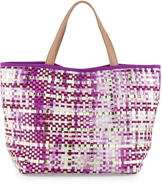 Deux Lux Callie Woven PVC Tote Bag, Purple