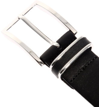 Boss Black Leather Belt With Metal Keeper Detail