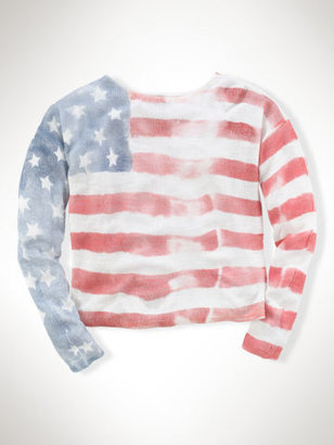 Ralph Lauren Flag Cropped Cotton Sweater
