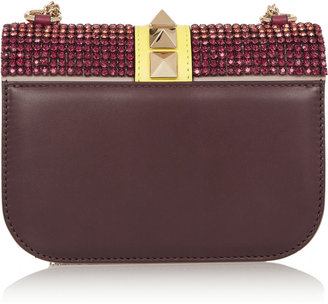 Valentino Lock small Swarovski crystal-embellished leather shoulder bag