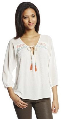 Miss Me Juniors Embroidered Tie Front Tunic