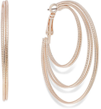 INC International Concepts Rose Gold-Tone Textured Orbital Hoop Earrings