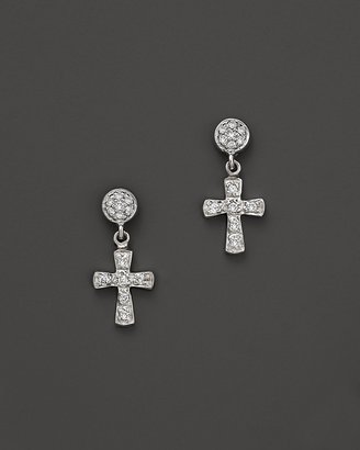 KC Designs Diamond Cross Drop Earrings in 14K White Gold, .15 ct. t.w.