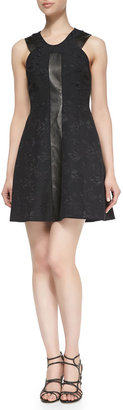 Rebecca Taylor Quilted Floral & Leather Dress