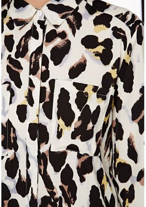 Missguided Kayna Leopard Print Oversized Shirt Cream