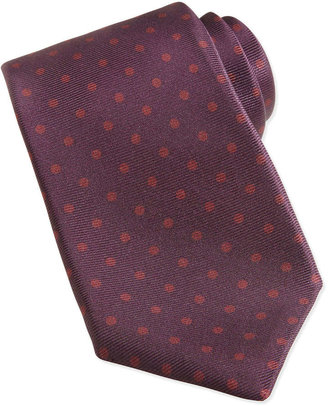 Kiton Polka-Dot Pattern Tie, Gray/Brown