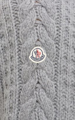 Moncler Contrast-Knit Wool Sweater-Grey