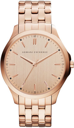 Armani Exchange A|X Men's Rose Gold-Tone Stainless Steel Bracelet Watch 45mm AX2146