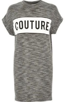 River Island Grey stripe couture turtle neck t-shirt