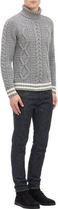 Moncler Contrast-Knit Wool Sweater-Grey
