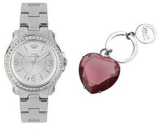 Juicy Couture Ladies silver diamante watch and keyring