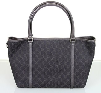 Gucci NEW Authentic GG Medium Joy Tote Bag Handbag, Brown Denim, 265695 1086