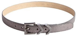 Vince Camuto pewter snake embossed leather double buckle belt