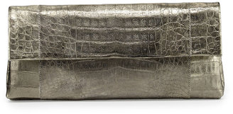 Nancy Gonzalez Crocodile Flap Clutch Bag, Bronze