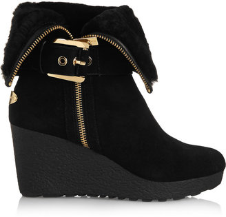 MICHAEL Michael Kors Lizzie shearling-lined suede wedge boots
