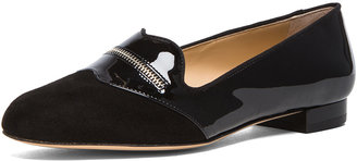Charlotte Olympia Zip It Bisoux Patent Leather Flats