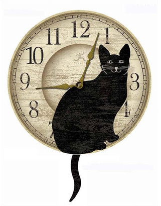 Infinity Instruments 14" Wagging Pendulum Cat Wall Clock