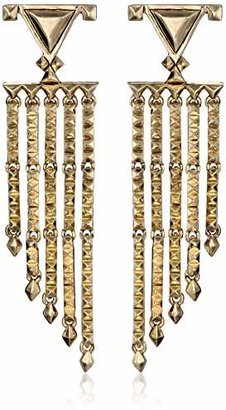 House Of Harlow Gold Tres Tri Fringe Drop Earrings
