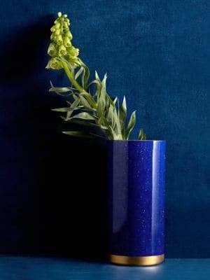 L'OBJET Lapis-Look Limoges Porcelain & 24K Gold Vase