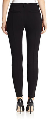 Joie Andra Leather-Trimmed Knit Skinny Pants