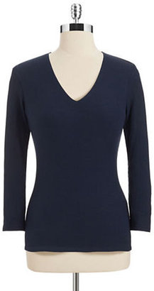 INC International Concepts Petite Long Sleeve Ribbed Top
