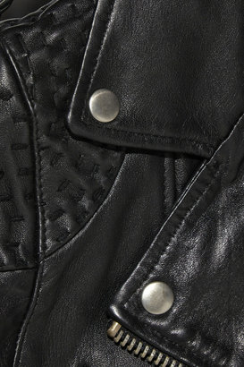 Maje Madone stitched leather biker jacket