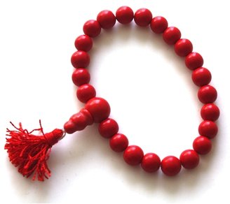 Live Worldly Tibetan Mala Bead Bracelet in Red