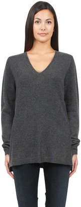Minnie Rose Long and Lean V-Neck in Obsidian Women