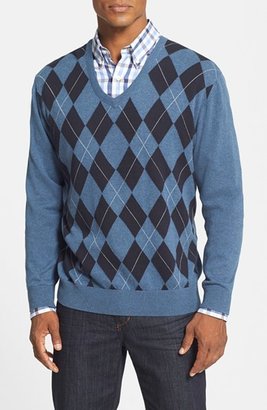 Cutter & Buck 'Hadley' Regular Fit Argyle V-Neck Sweater