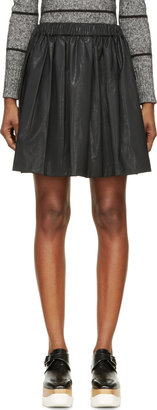 MSGM Black Leather A-Line Skirt