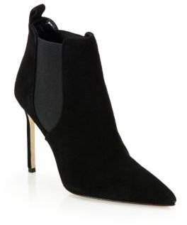 Manolo Blahnik Point-Toe Suede Ankle Boots